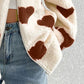 Heart Zip Up Drop Shoulder Furry Jacket