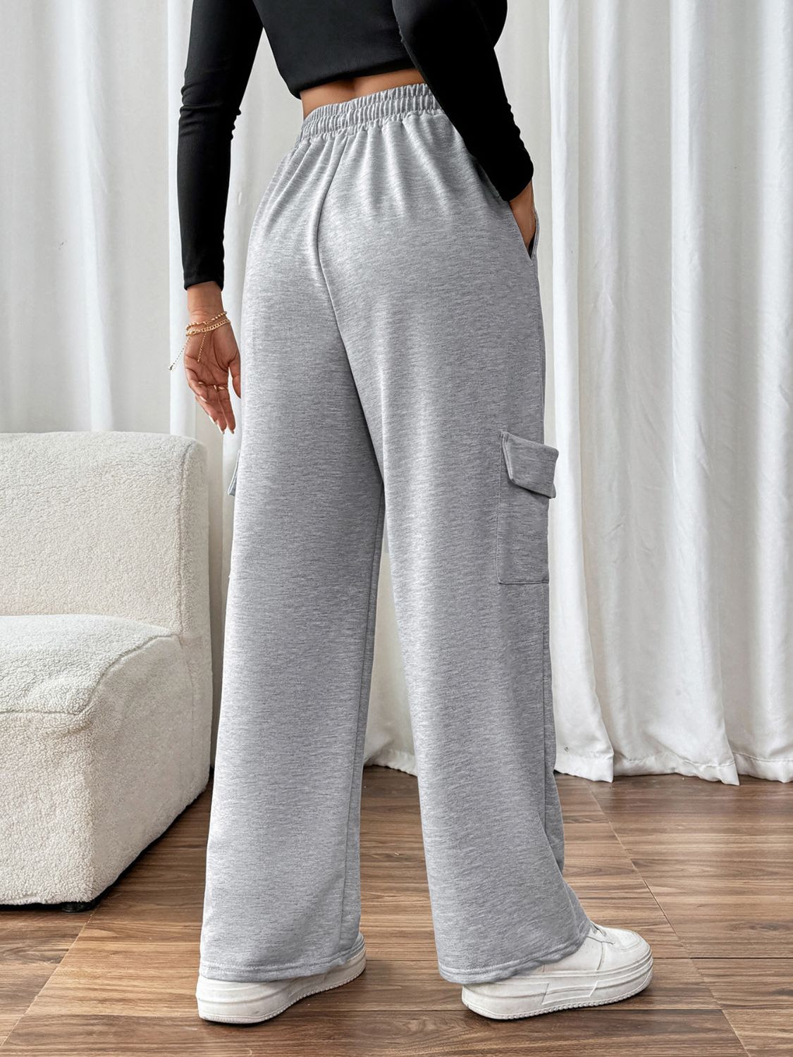 Drawstring Elastic Waist Joggers with Pockets