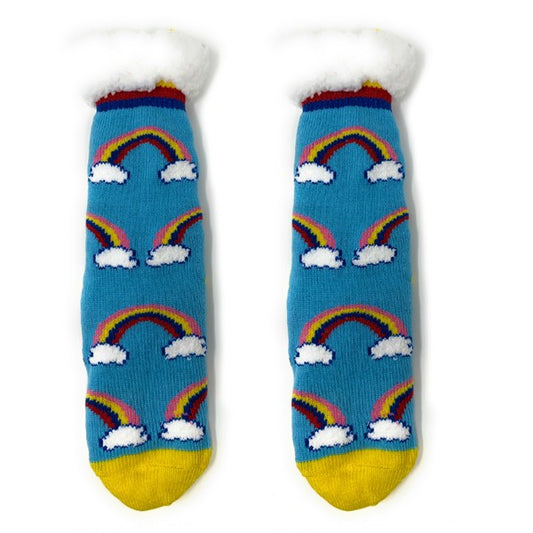 Kids Sherpa Slipper Sock - Happy Days