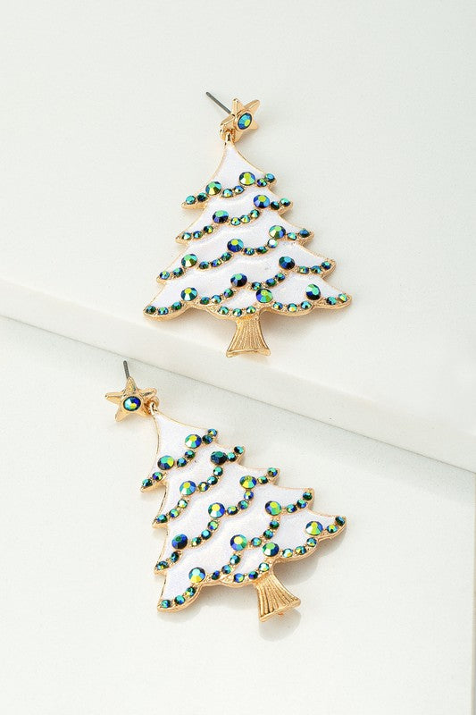 Snow Christmas Tree Drop Earrings