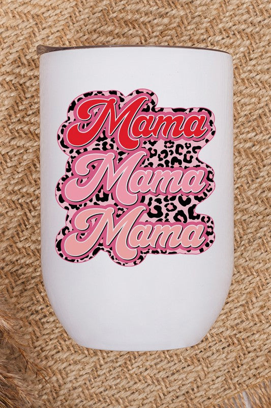 Mama Pink Leopard Stack Wine Tumbler