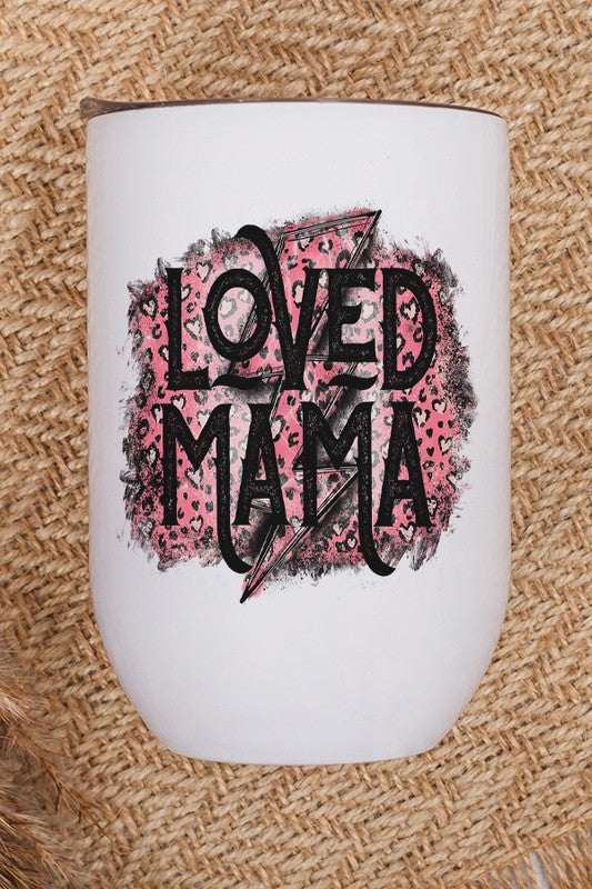 Loved Mama Pink Leopard Wine Tumbler