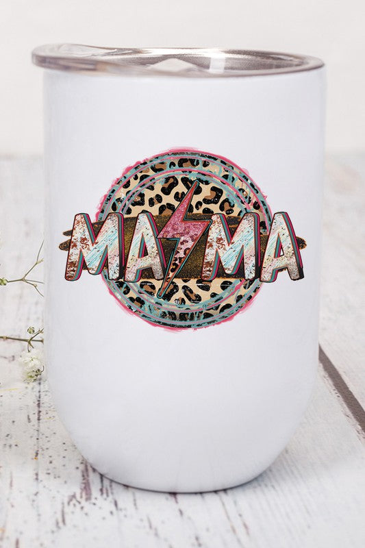 Mama Red Bolt Leopard Wine Tumbler