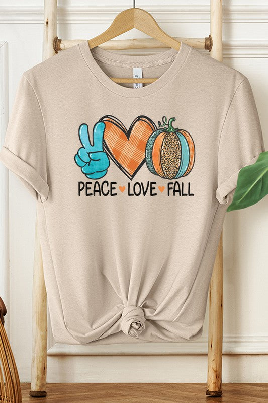 Peace Love Fall Orange Leopard Pumpkin Tee