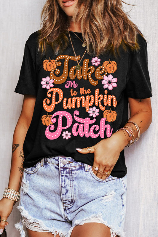 Pumpkin Patch Letter Graphic Short Sleeve T-Shirt