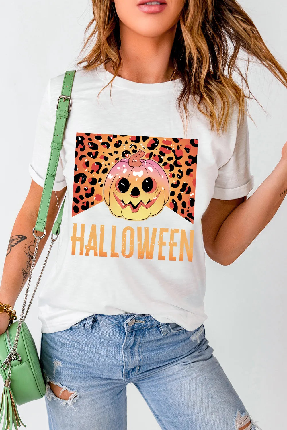 Halloween Graphic Round Neck Short Sleeve T-Shirt