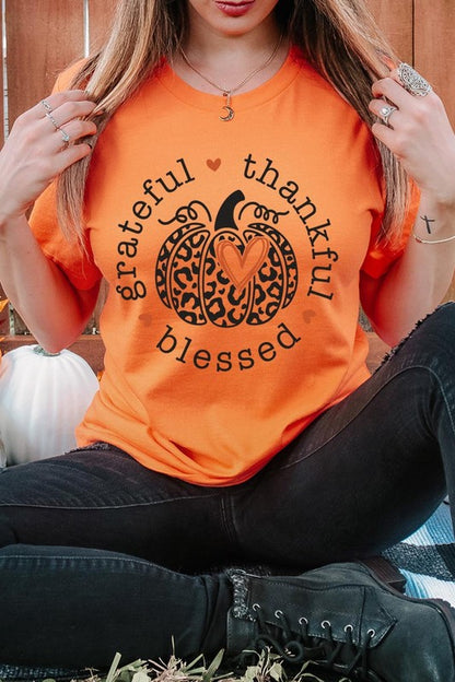 Leopard Print Grateful Thankful Blessed T-Shirt