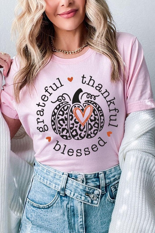 Leopard Print Grateful Thankful Blessed T-Shirt