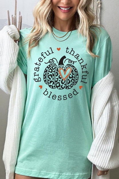 Leopard Print Grateful Thankful Blessed T-Shirt