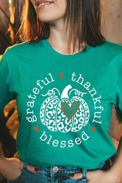 Leopard Print Grateful Thankful Blessed T-Shirt