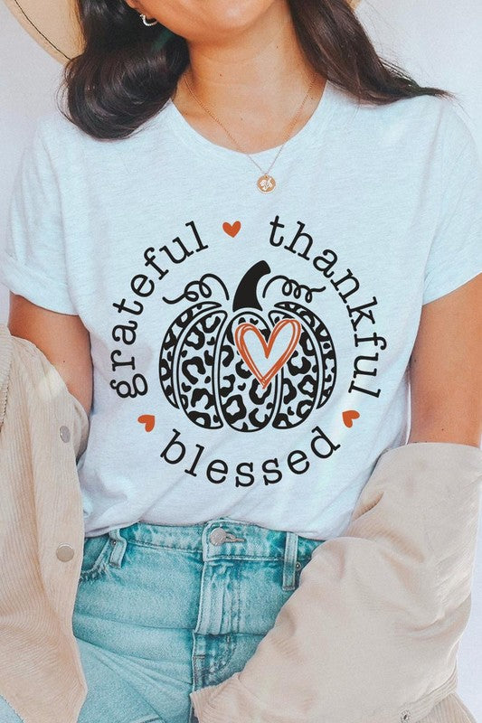 Leopard Print Grateful Thankful Blessed T-Shirt