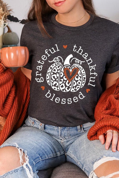 Leopard Print Grateful Thankful Blessed T-Shirt