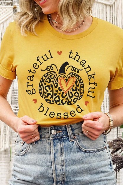 Leopard Print Grateful Thankful Blessed T-Shirt