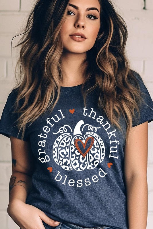 Leopard Print Grateful Thankful Blessed T-Shirt