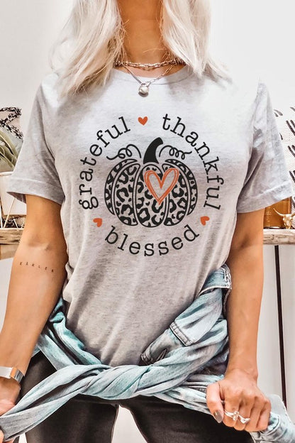 Leopard Print Grateful Thankful Blessed T-Shirt