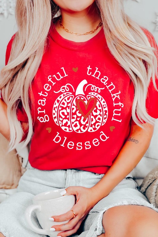 Leopard Print Grateful Thankful Blessed T-Shirt