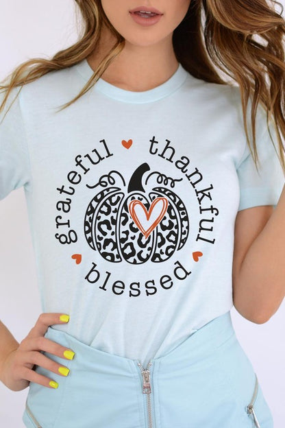 Leopard Print Grateful Thankful Blessed T-Shirt