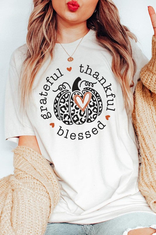 Leopard Print Grateful Thankful Blessed T-Shirt