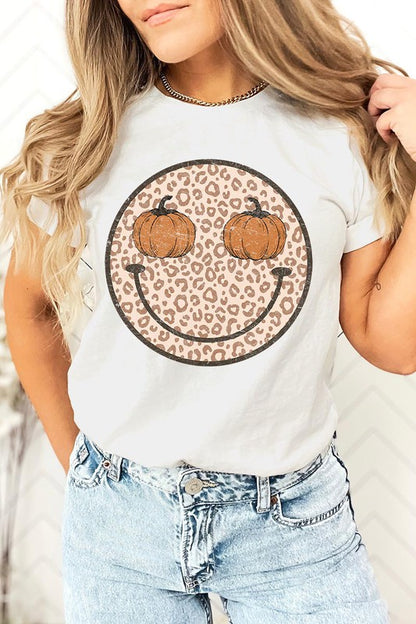 Leopard Print Smile Face T-Shirt