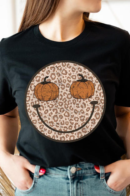 Leopard Print Smile Face T-Shirt