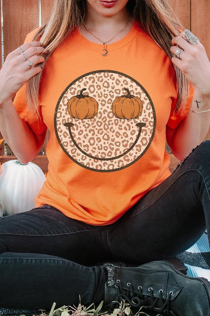 Leopard Print Smile Face T-Shirt