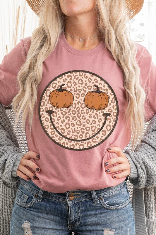 Leopard Print Smile Face T-Shirt