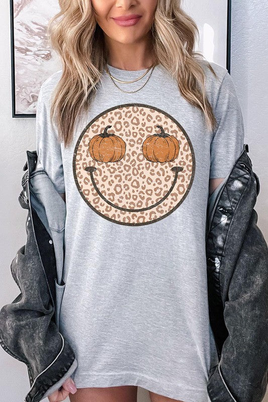 Leopard Print Smile Face T-Shirt