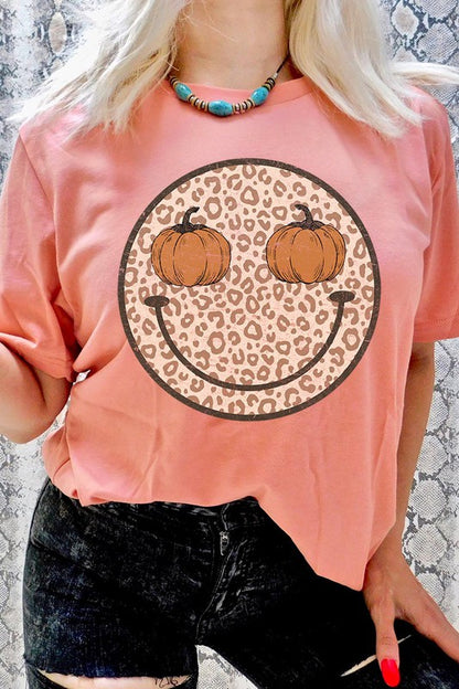 Leopard Print Smile Face T-Shirt