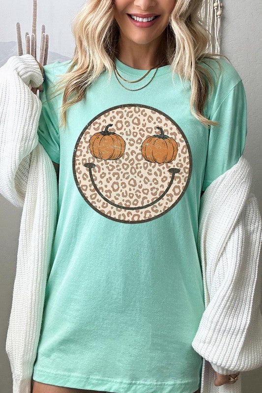 Leopard Print Smile Face T-Shirt