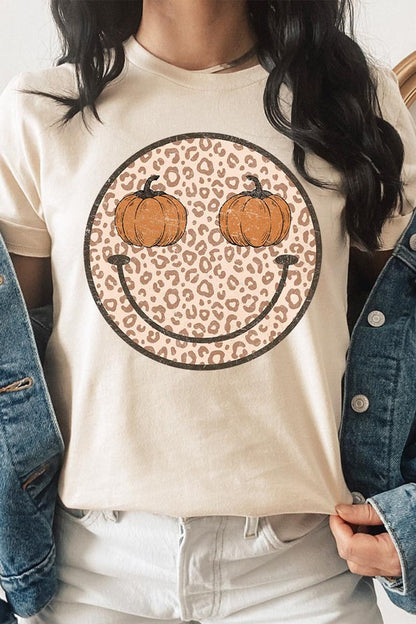 Leopard Print Smile Face T-Shirt