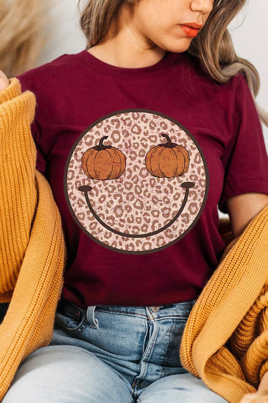 Leopard Print Smile Face T-Shirt