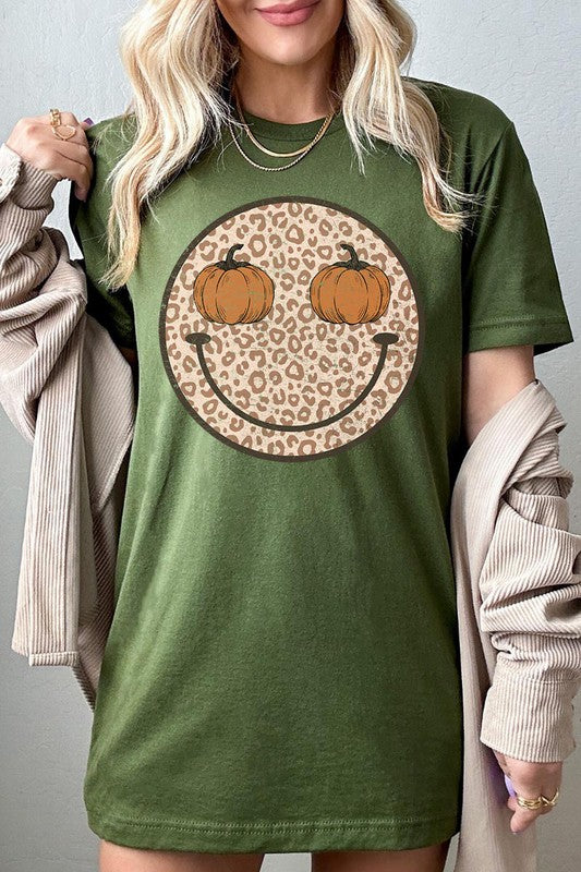 Leopard Print Smile Face T-Shirt