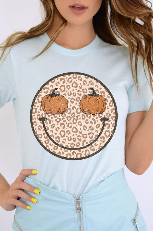 Leopard Print Smile Face T-Shirt