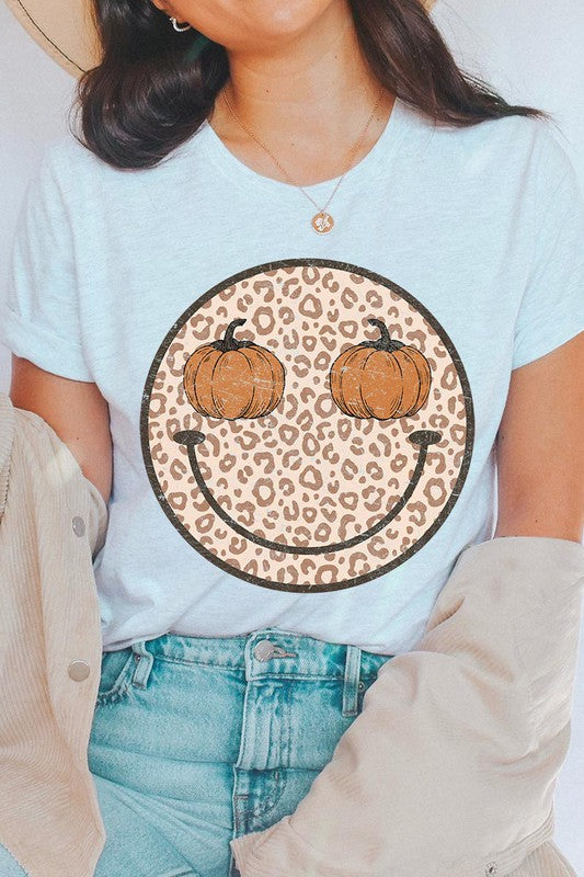 Leopard Print Smile Face T-Shirt