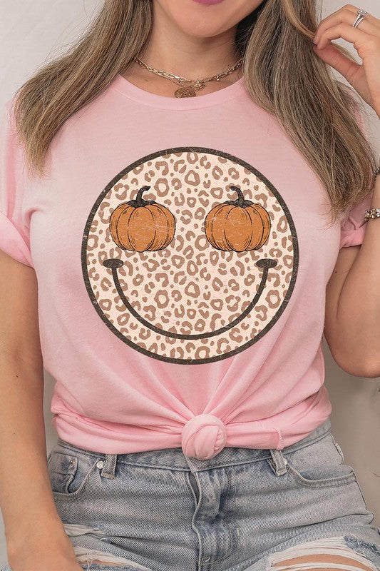 Leopard Print Smile Face T-Shirt