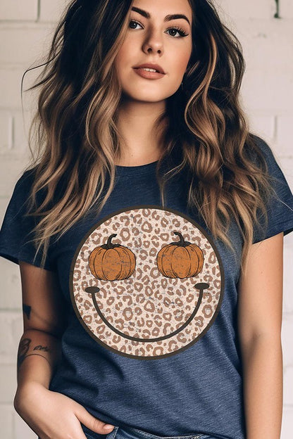 Leopard Print Smile Face T-Shirt