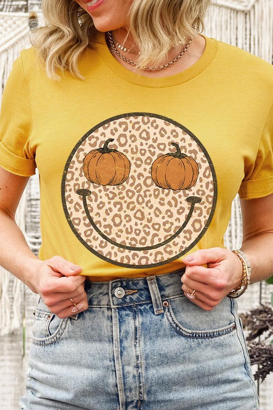 Leopard Print Smile Face T-Shirt