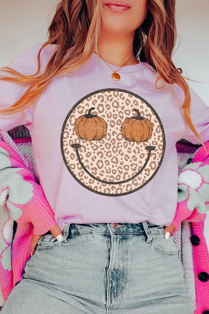 Leopard Print Smile Face T-Shirt