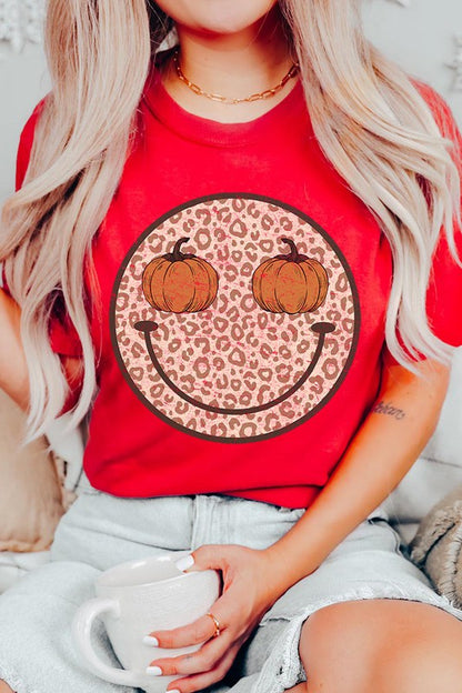 Leopard Print Smile Face T-Shirt