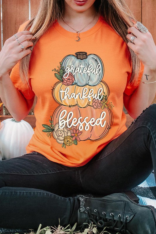 Grateful, Thankful, Blessed Pumpkins T-Shirt