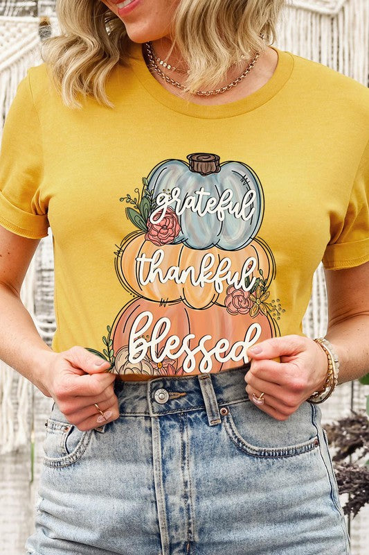 Grateful, Thankful, Blessed Pumpkins T-Shirt