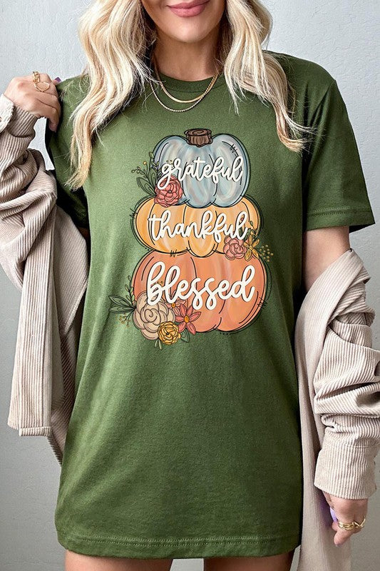 Grateful, Thankful, Blessed Pumpkins T-Shirt