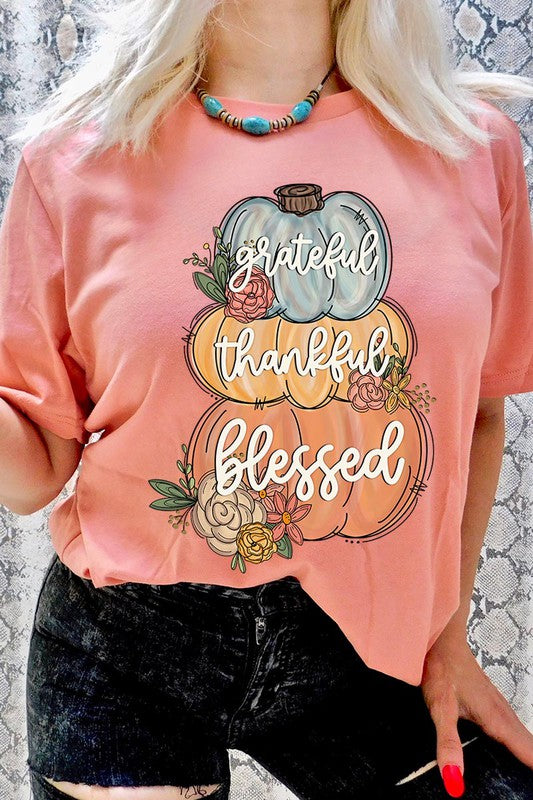 Grateful, Thankful, Blessed Pumpkins T-Shirt