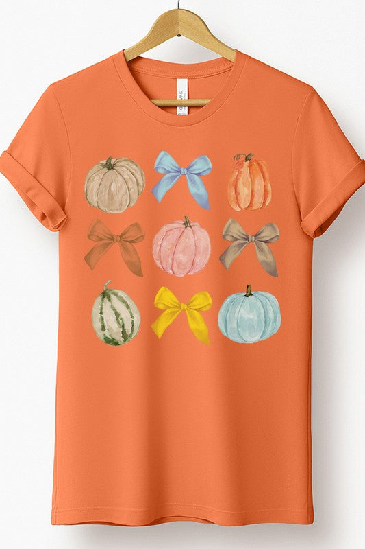 Fall Pumpkins Gourds Bows Autumn Tee