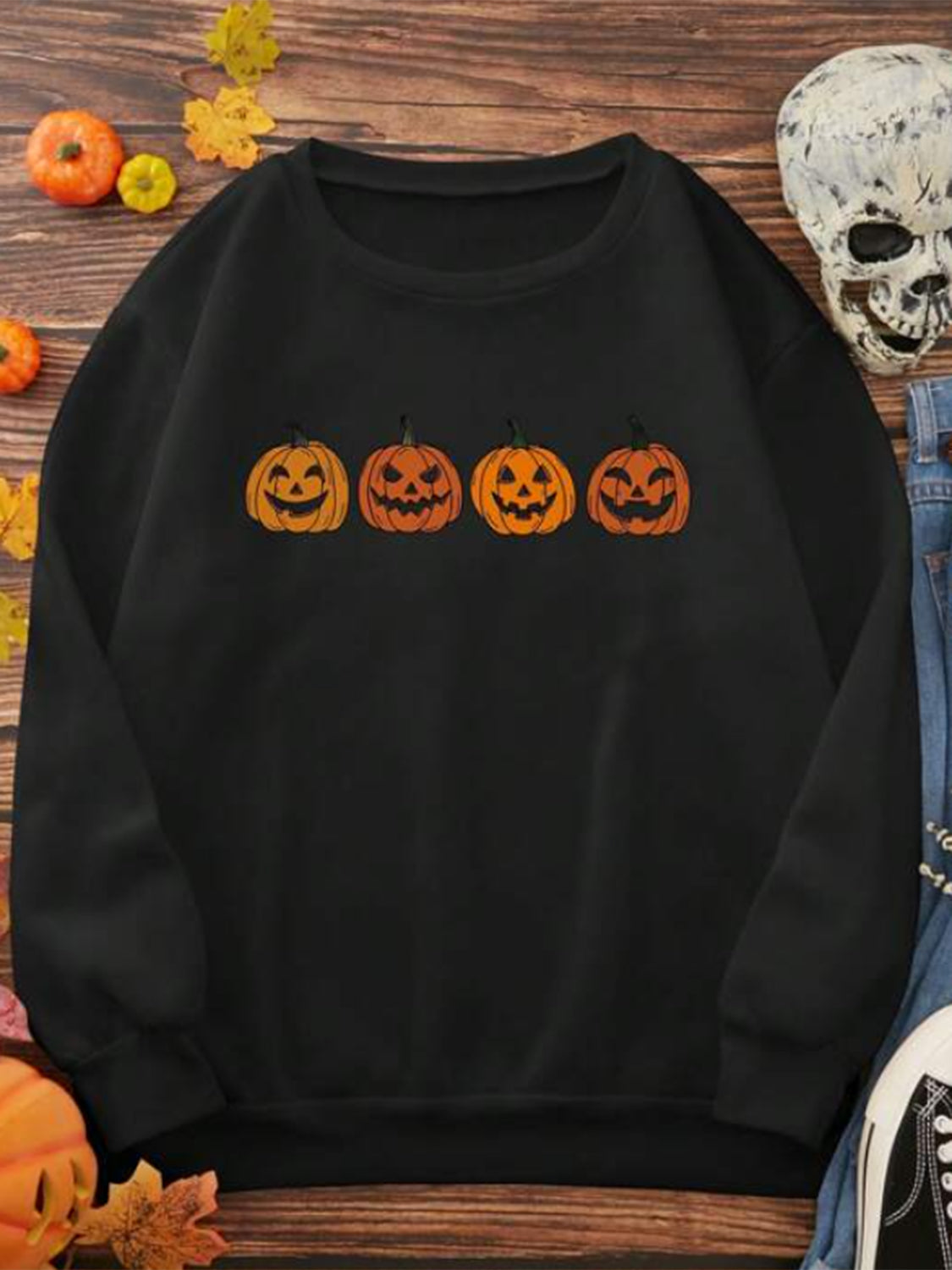 Jack-O'-Lantern Graphic Long Sleeve T-Shirt