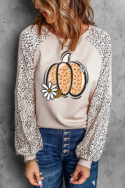 Spotted Pumpkin Graphic Long Sleeve Top