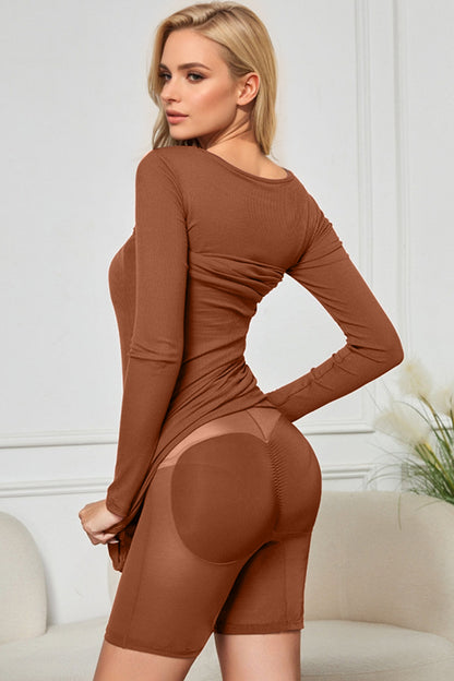 Basic Bae Built-In Shapewear Square Neck Long Sleeve Maxi Dress