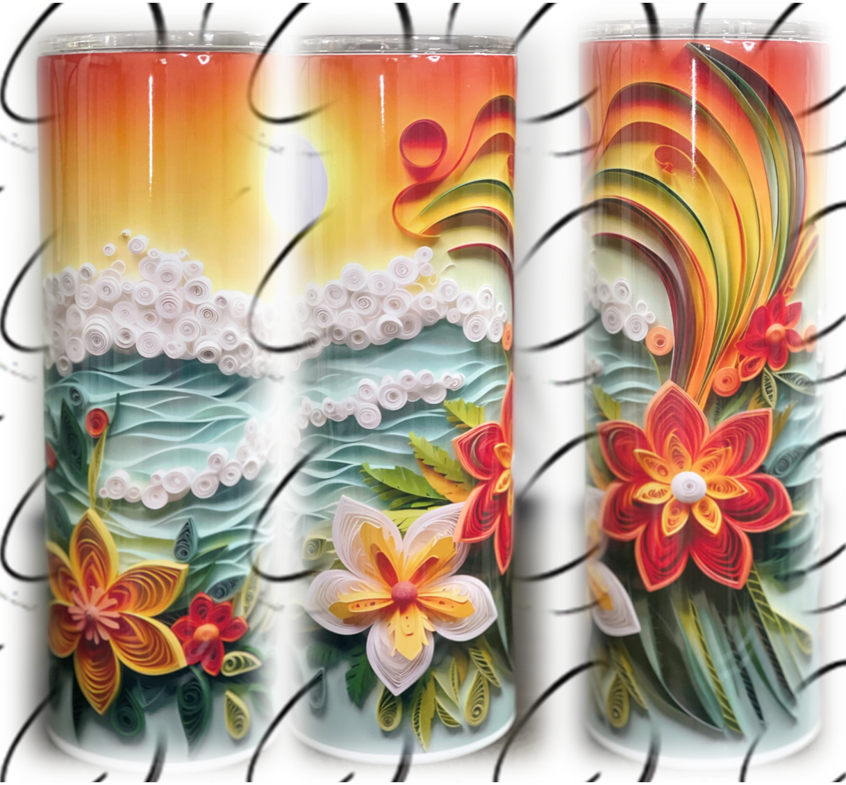 3D Beach Sunrise 20oz Skinny Tumbler