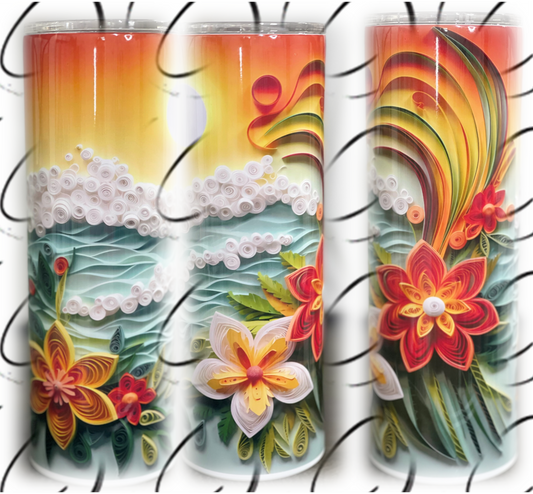 3D Beach Sunrise 20oz Skinny Tumbler