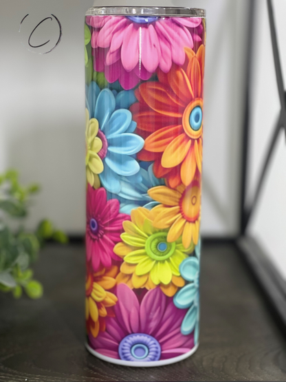 3D Rainbow Daisy 20oz Skinny Tumbler